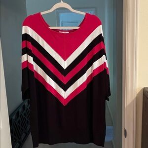 Retrology Vixen Combo V Stripes Dolman Sleeves Sweater Top. Size 3X P375